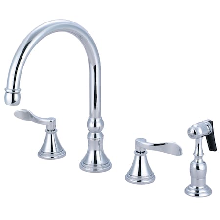 Widespread Kitchen Faucet, Polished Chrome